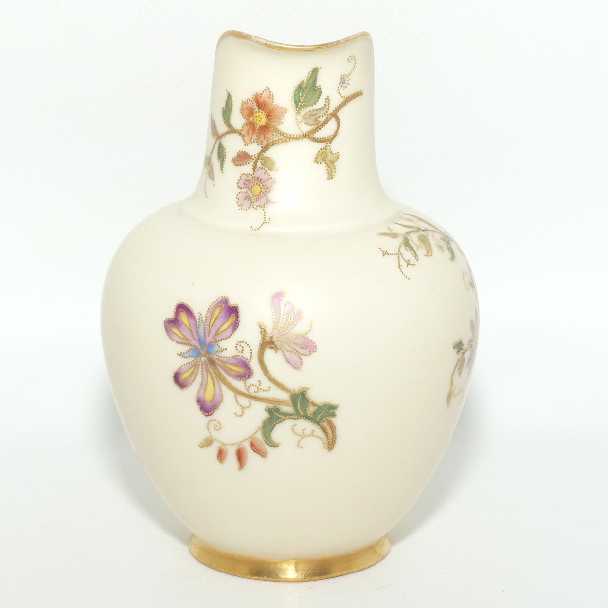 Royal Worcester Blush Ivory hand painted floral small flatback jug | 13cm