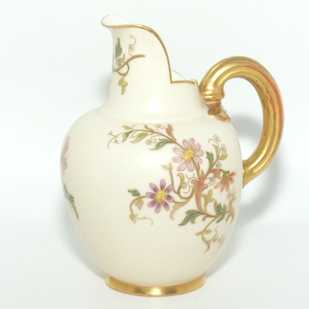 Royal Worcester Blush Ivory hand painted floral small flatback jug | 13cm