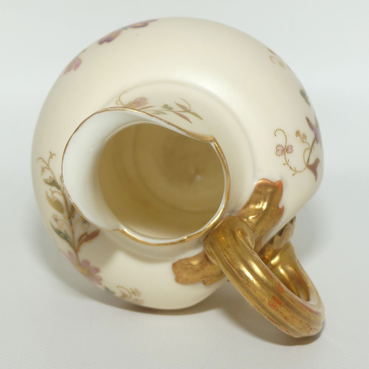 Royal Worcester Blush Ivory hand painted floral small flatback jug | 13cm