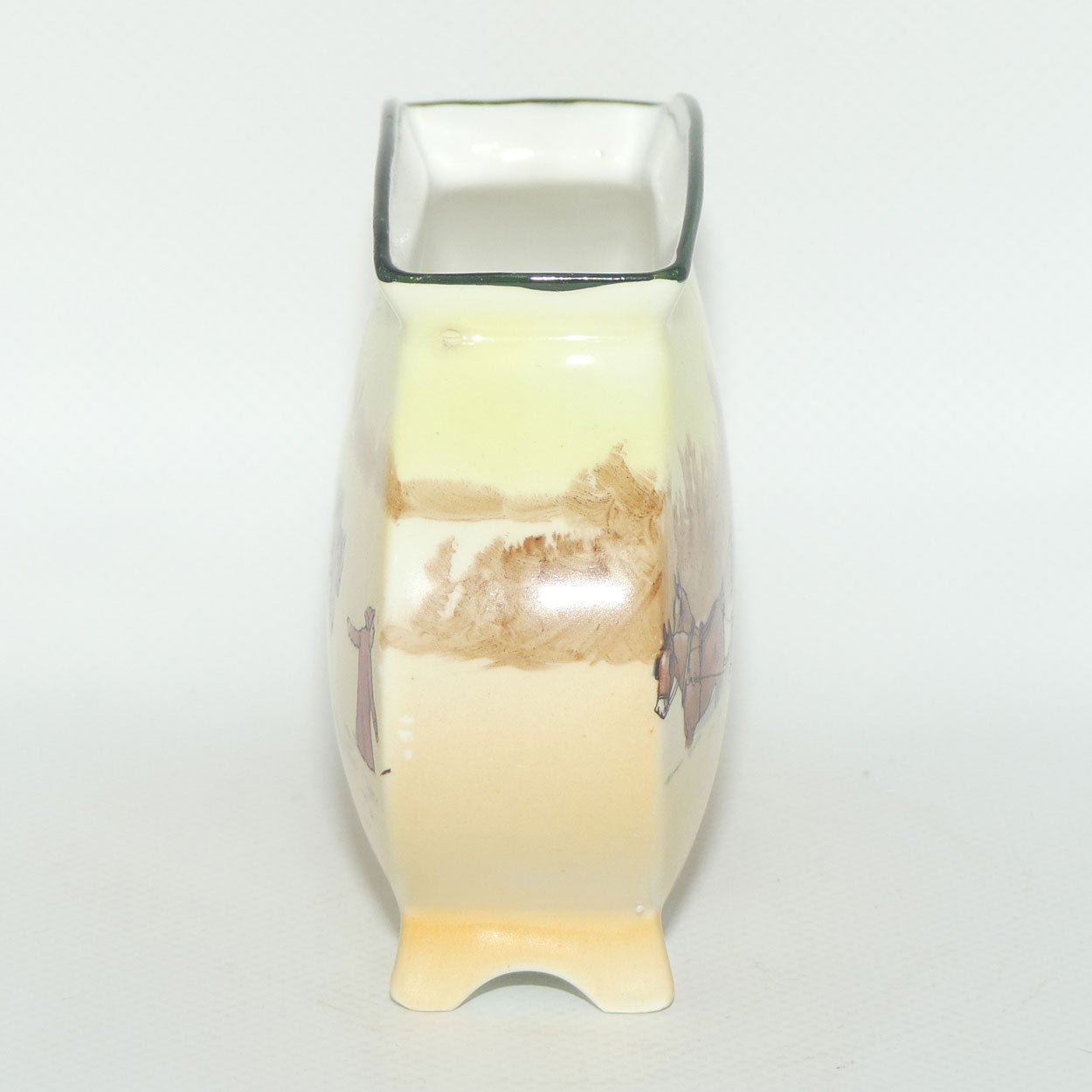 Royal Doulton Coaching Days flat oval vase E3804 | Struggling in Snow