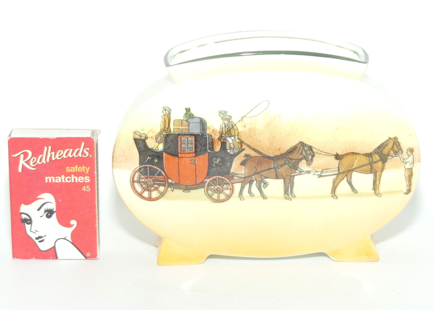 Royal Doulton Coaching Days flat oval vase E3804