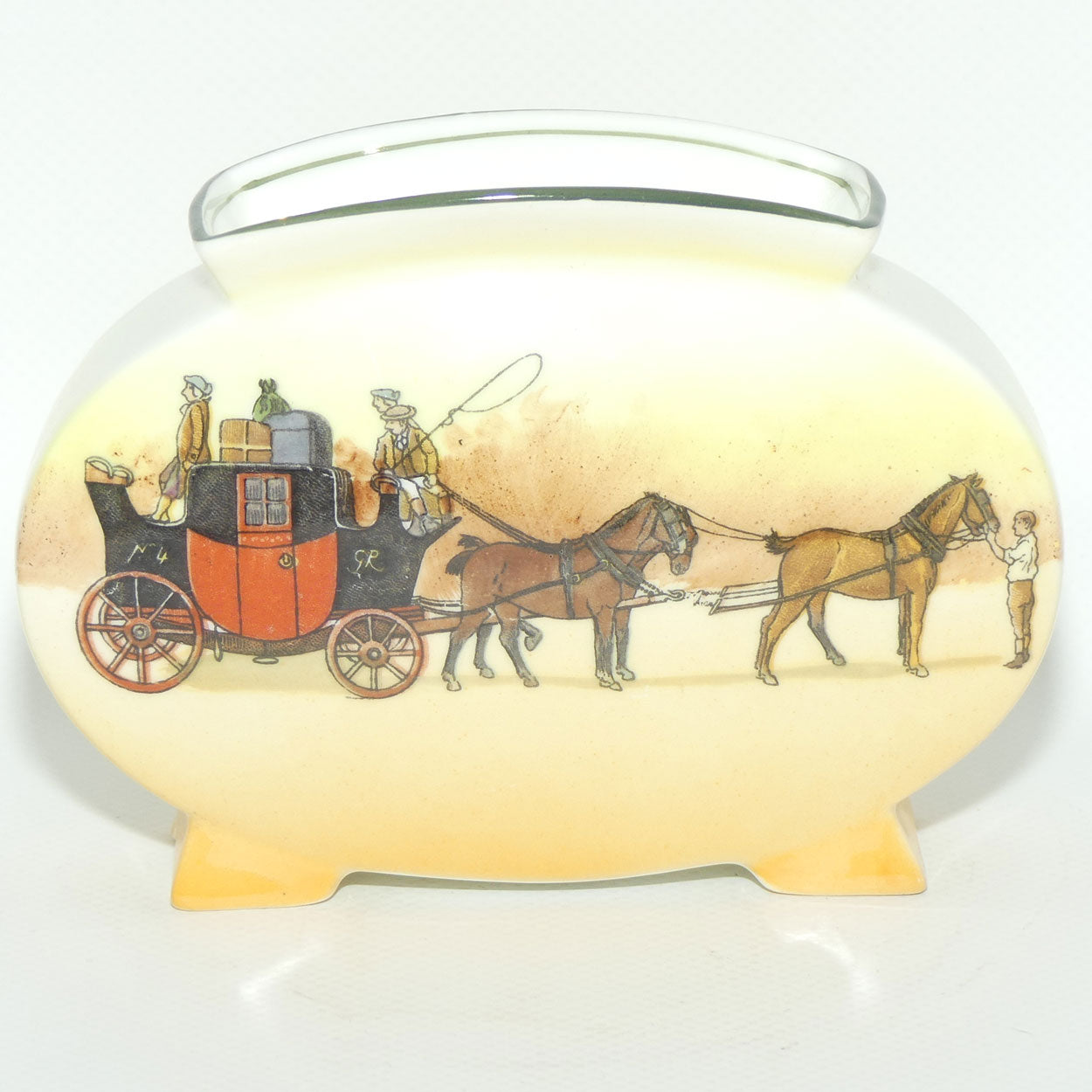 Royal Doulton Coaching Days flat oval vase E3804