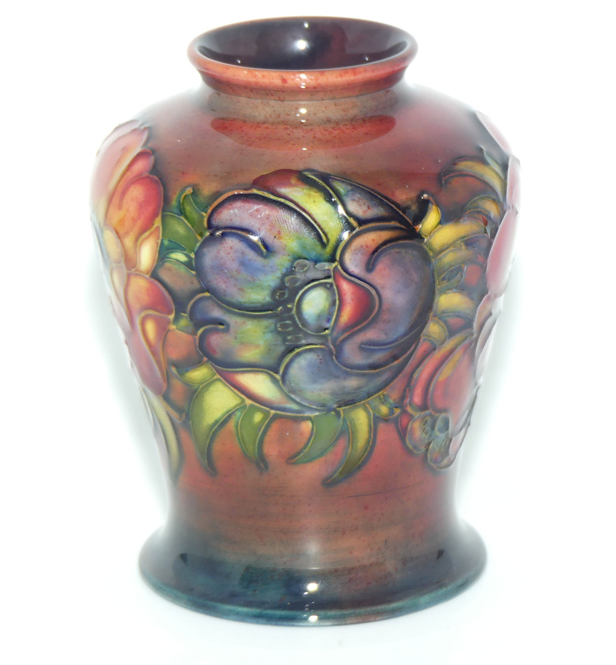 Walter Moorcroft Flambe Anemone footed vase