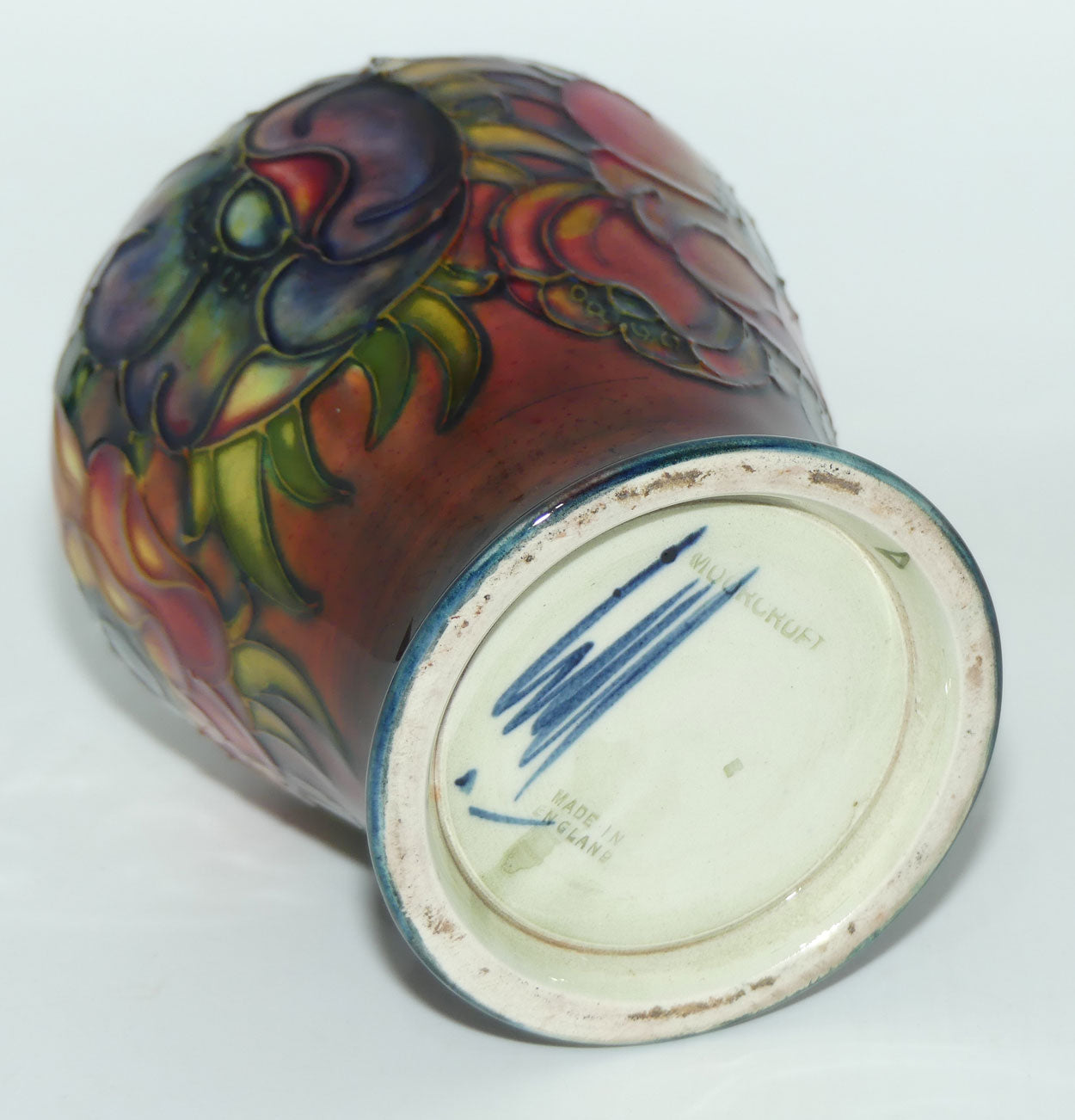 Walter Moorcroft Flambe Anemone footed vase