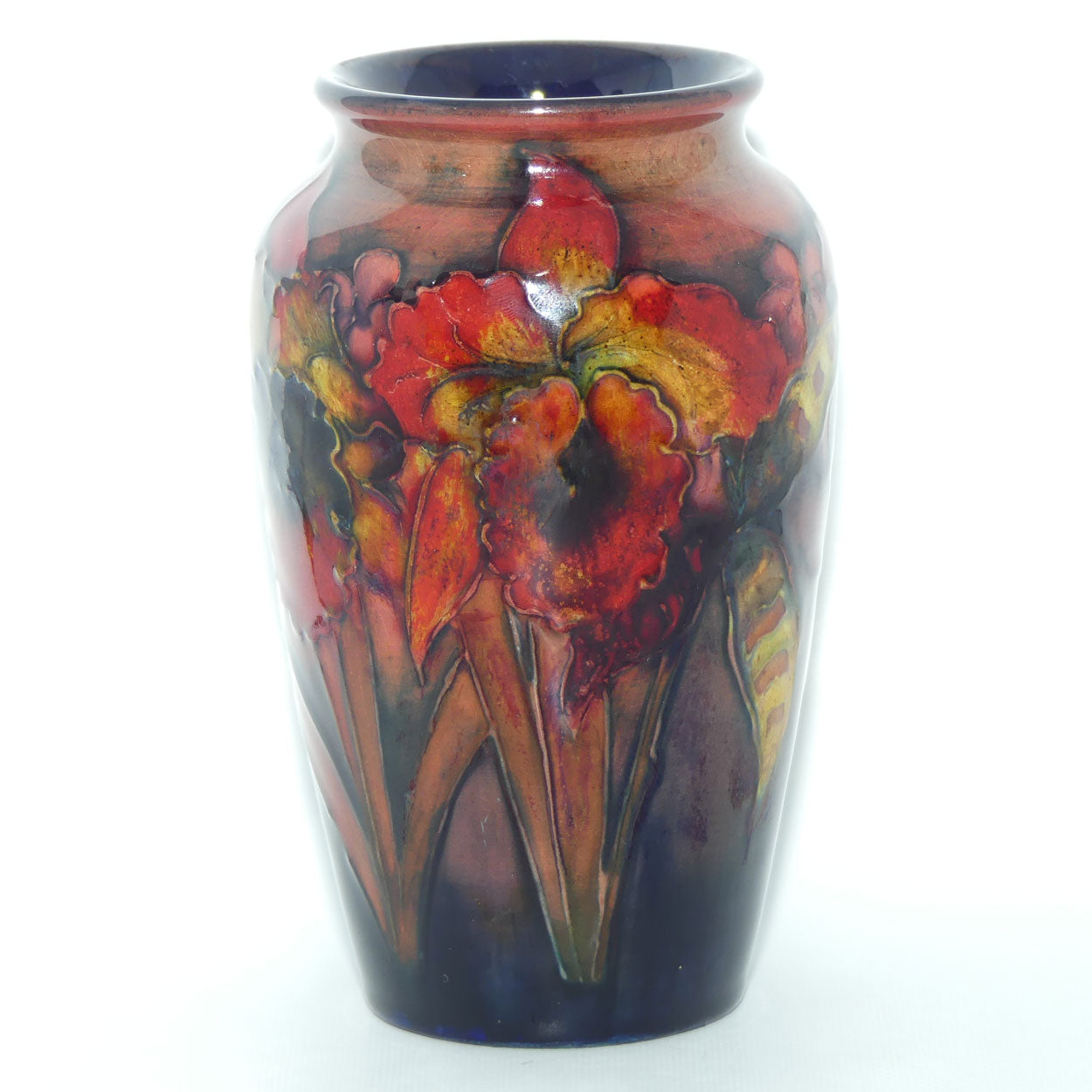 Walter Moorcroft Flambe Orchid tapering shape vase