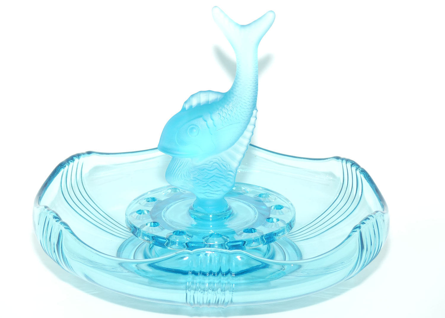 Czechoslovakian Poisson Volant Blue Glass Float Bowl