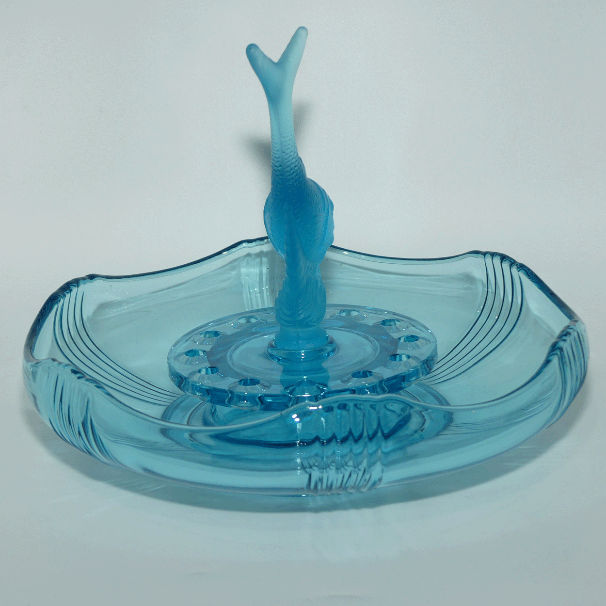 Czechoslovakian Poisson Volant Blue Glass Float Bowl