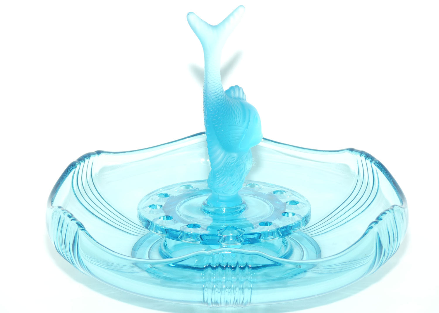 Czechoslovakian Poisson Volant Blue Glass Float Bowl