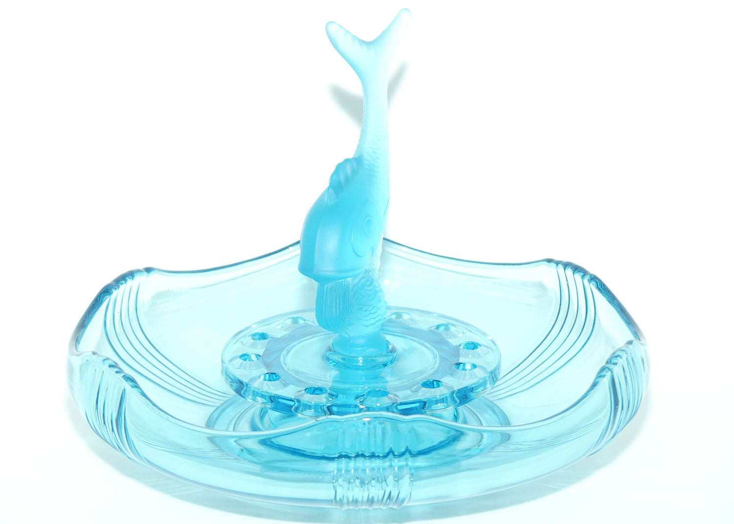 Czechoslovakian Poisson Volant Blue Glass Float Bowl