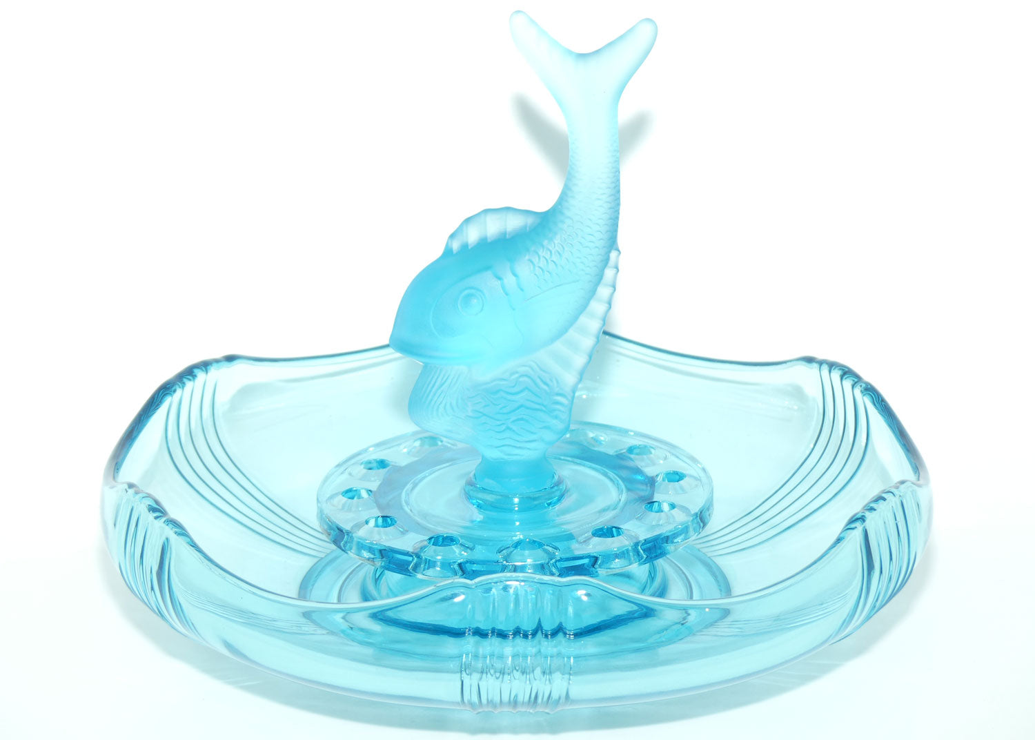Czechoslovakian Poisson Volant Blue Glass Float Bowl