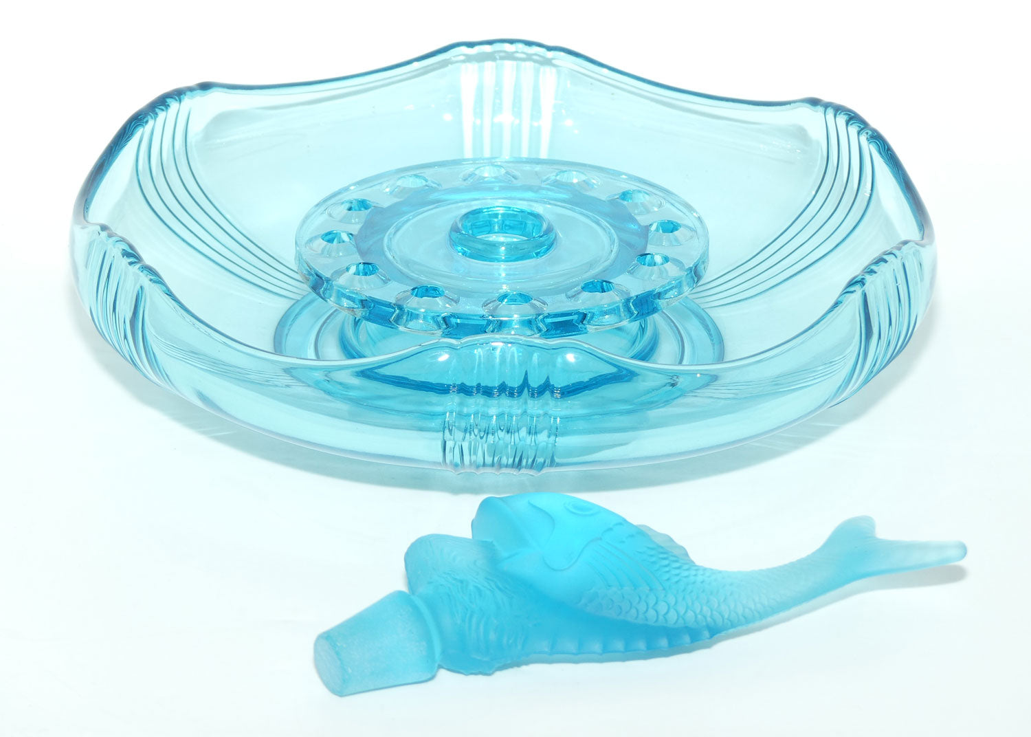 Czechoslovakian Poisson Volant Blue Glass Float Bowl