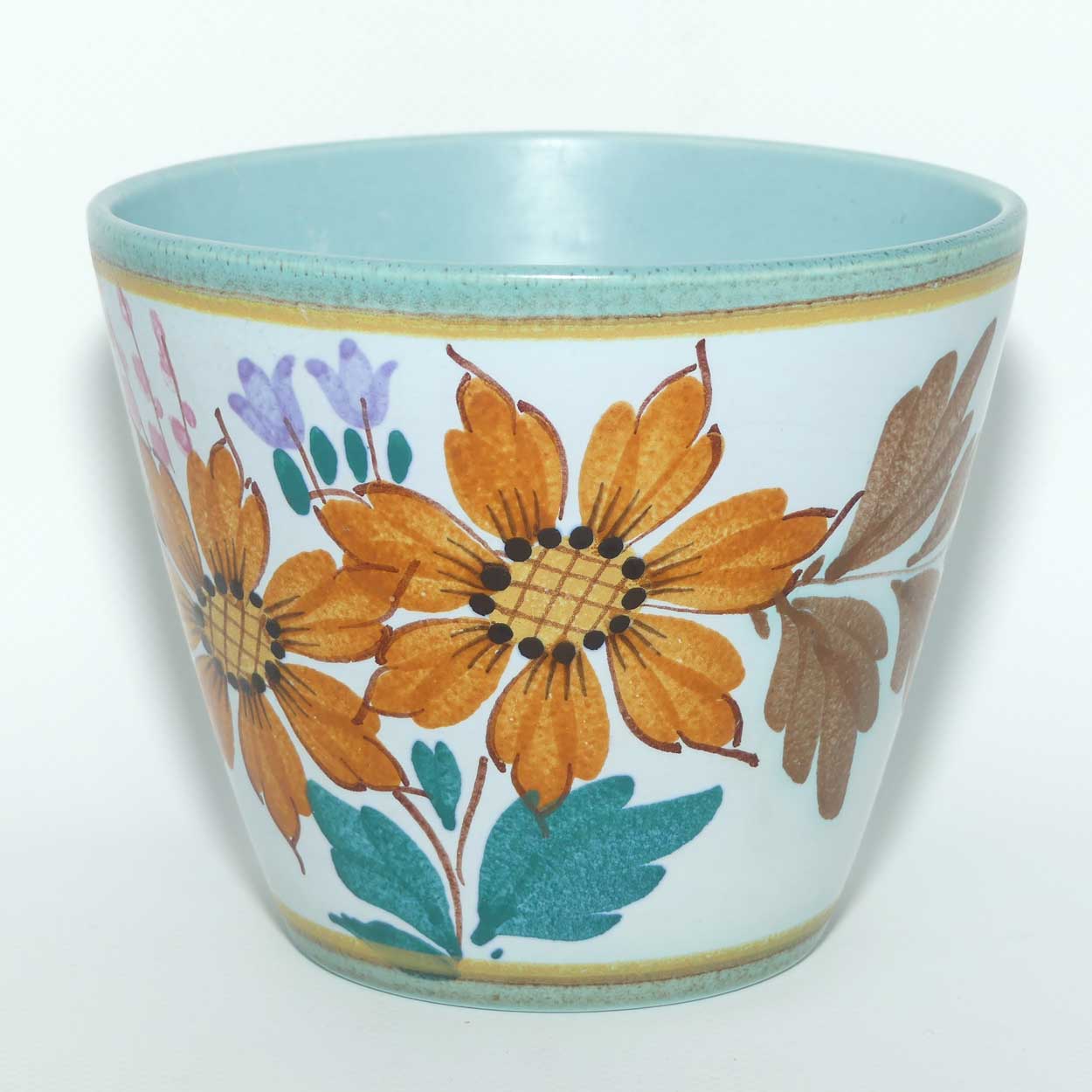 Gouda Pottery Holland Flora pattern small planter | Aqua interior