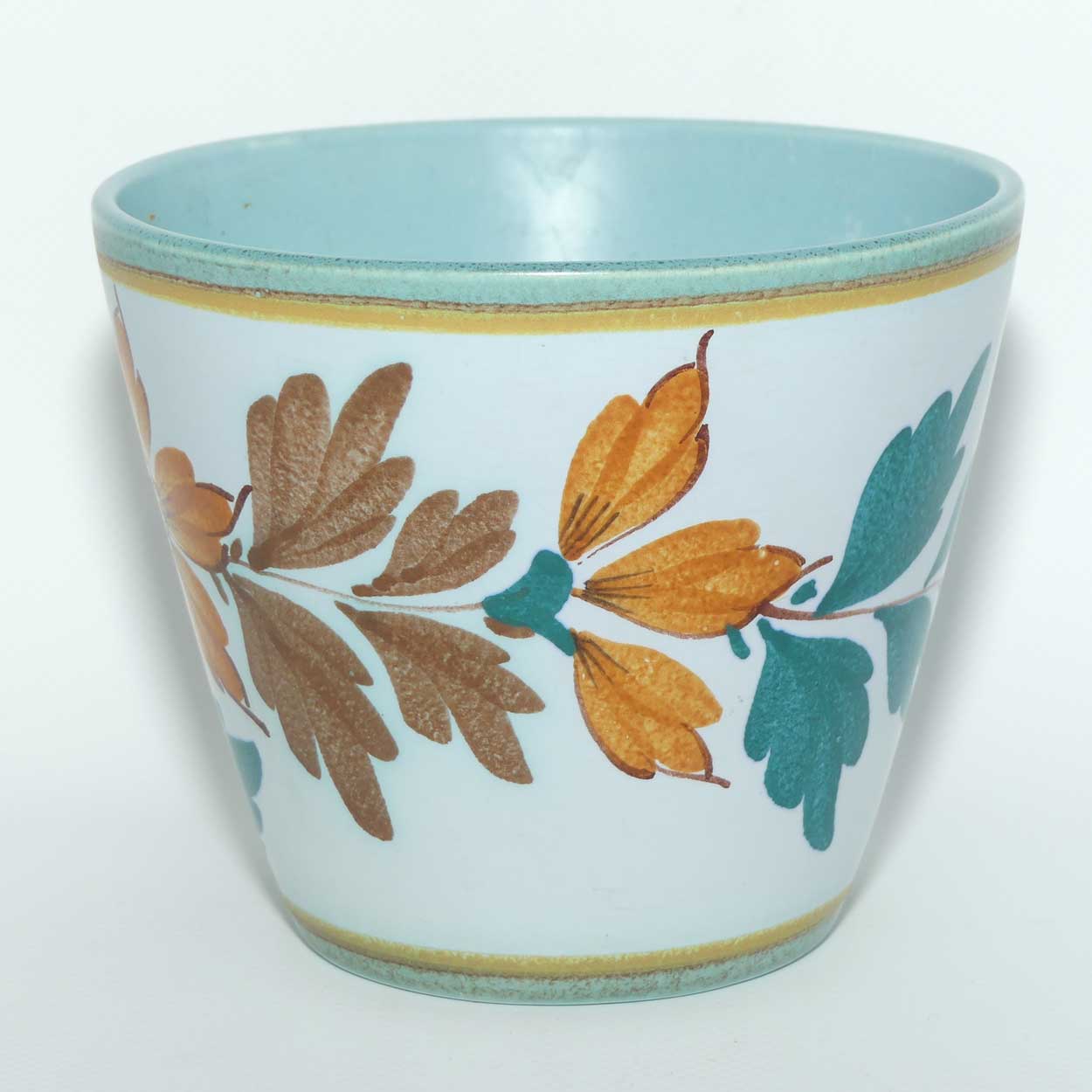 Gouda Pottery Holland Flora pattern small planter | Aqua interior