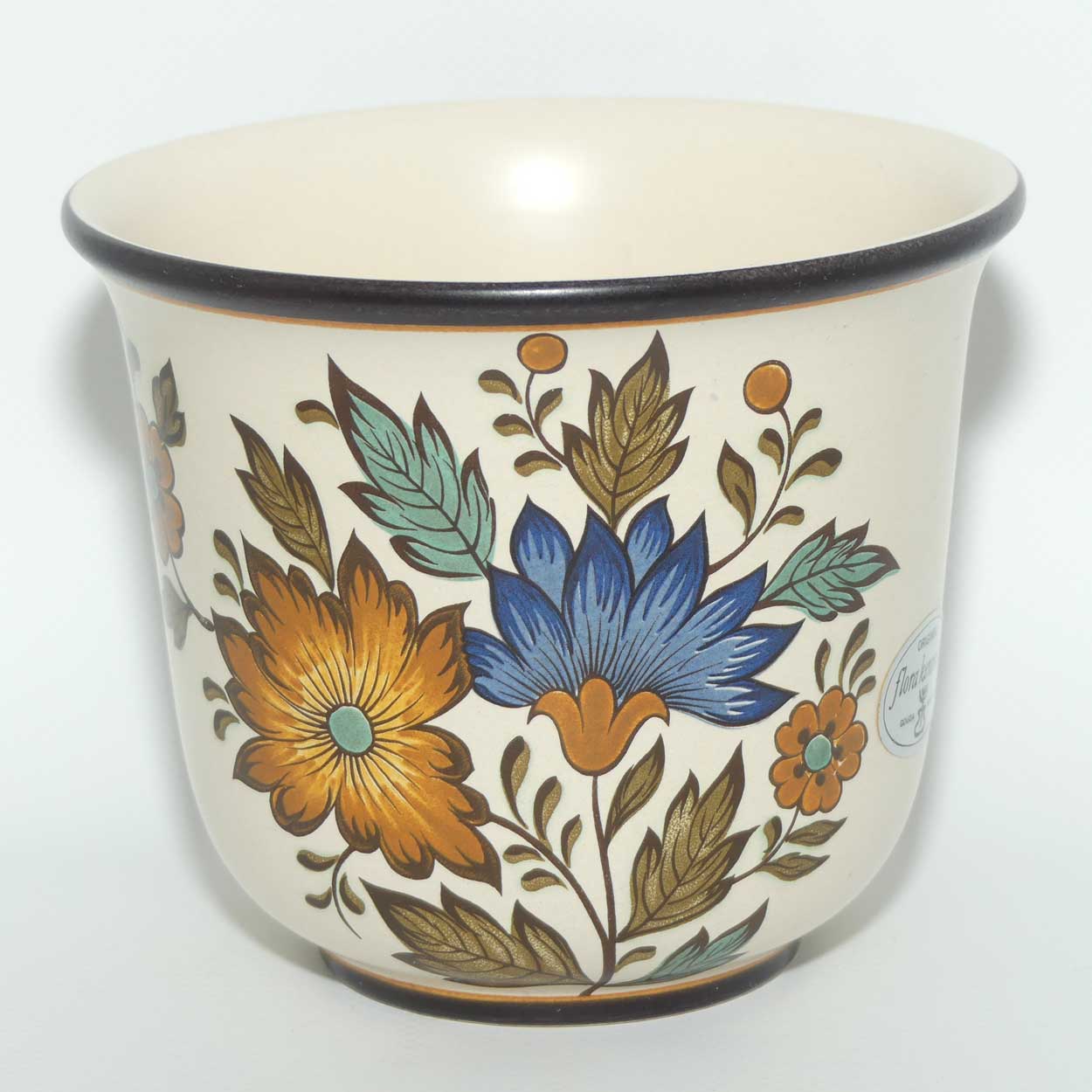 Gouda Pottery Holland Flora pattern small planter | original label intact