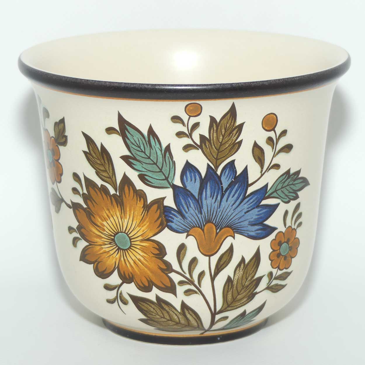 Gouda Pottery Holland Flora pattern small planter | original label intact