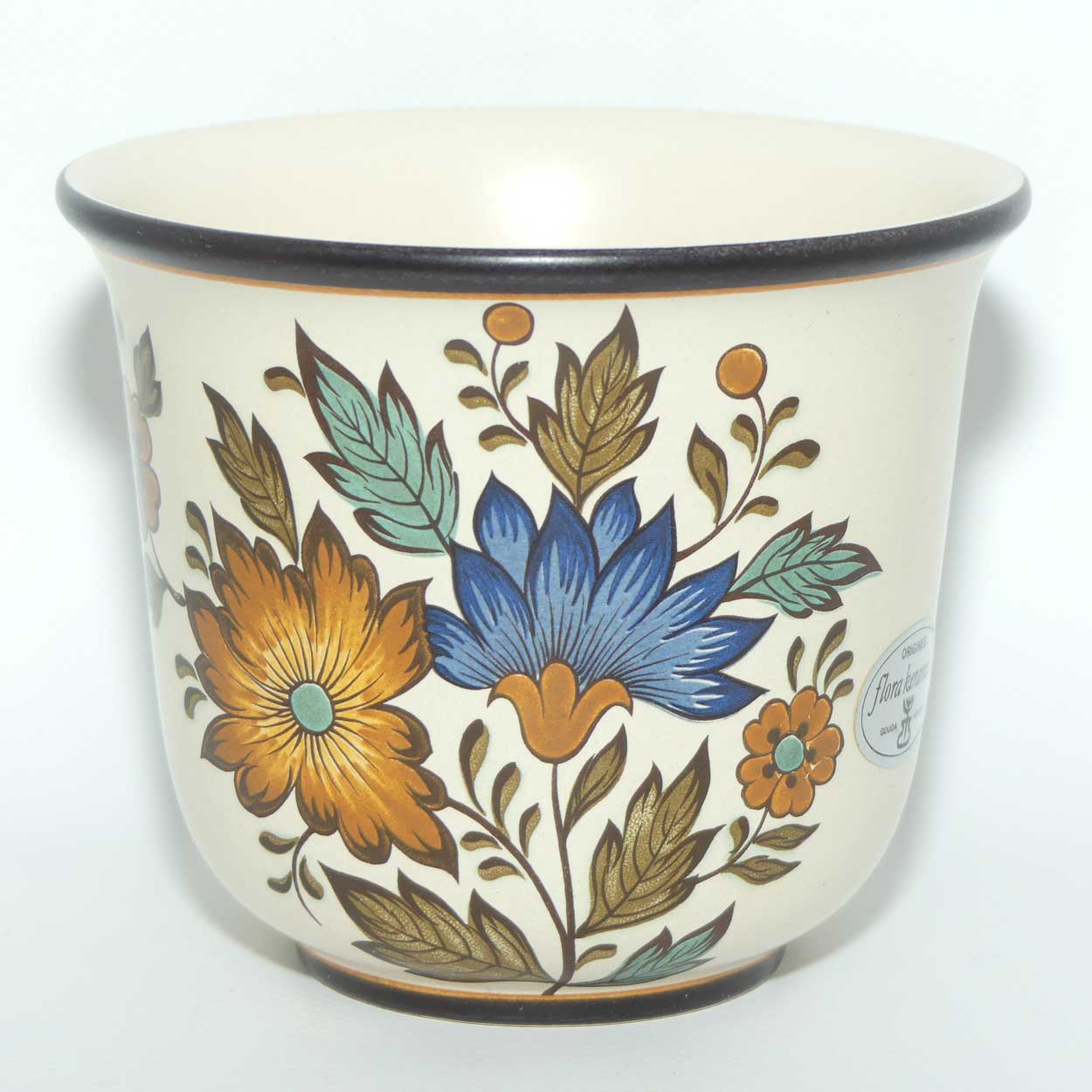 Gouda Pottery Holland Flora pattern small planter | original label intact