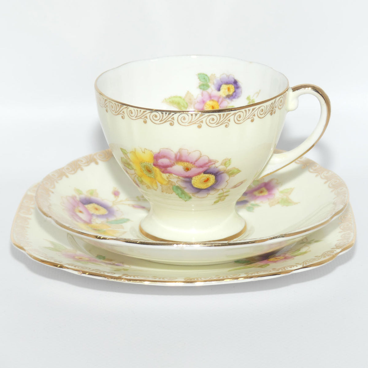 Royal Standard Bone China Pastel Colour Floral pattern trio