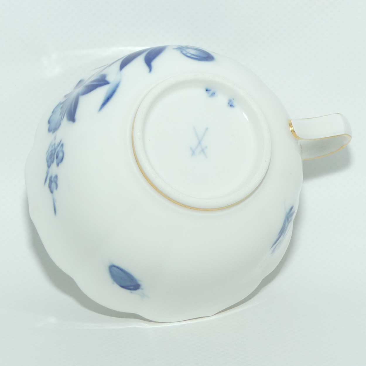Meissen Blue Floral and Insects tea trio