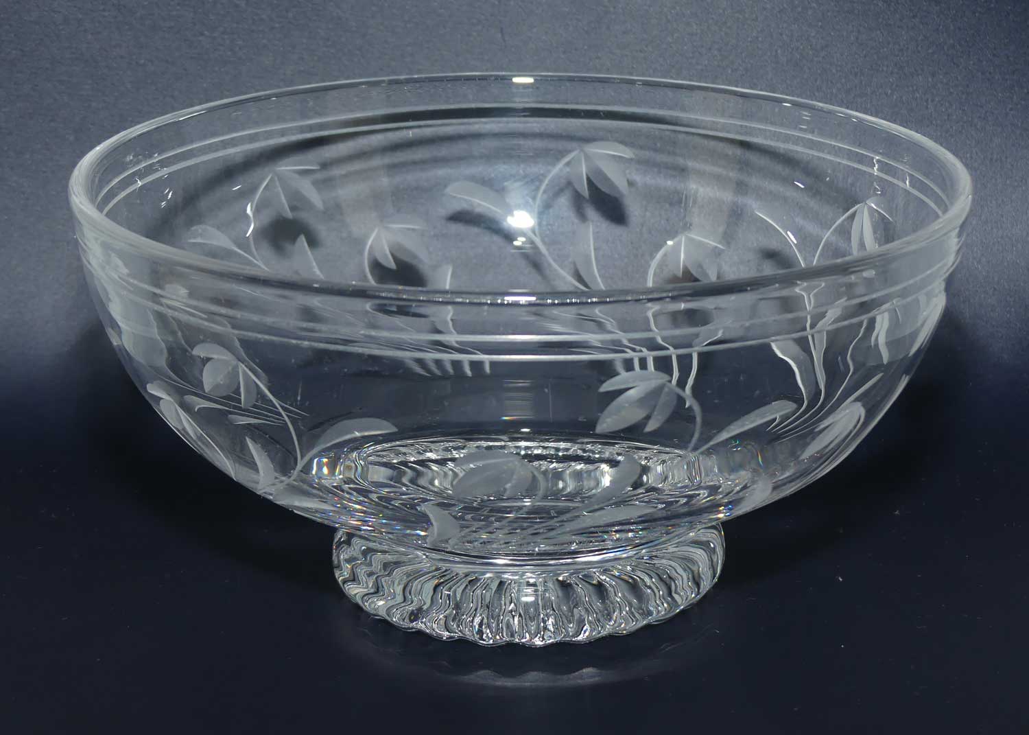 Stuart Crystal Facetted Floral design bowl | 20cm diam