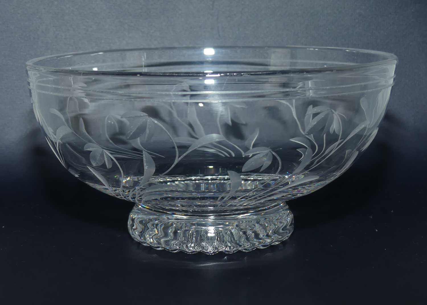 Stuart Crystal Facetted Floral design bowl | 20cm diam