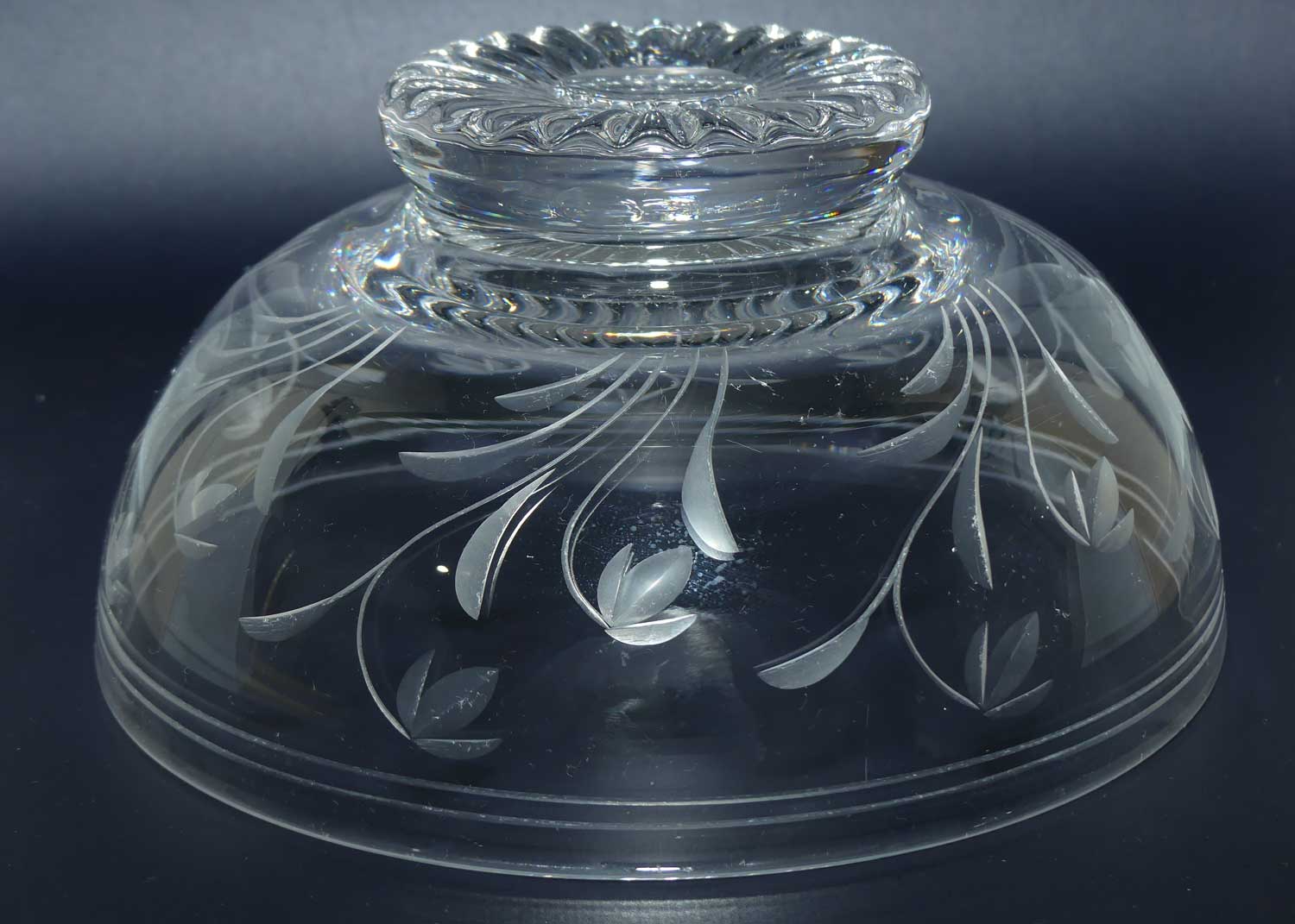 Stuart Crystal Facetted Floral design bowl | 20cm diam