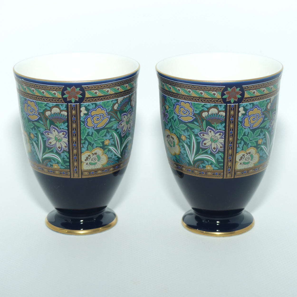 Pair of Japanese Tea Beakers with elaborate Floral decor