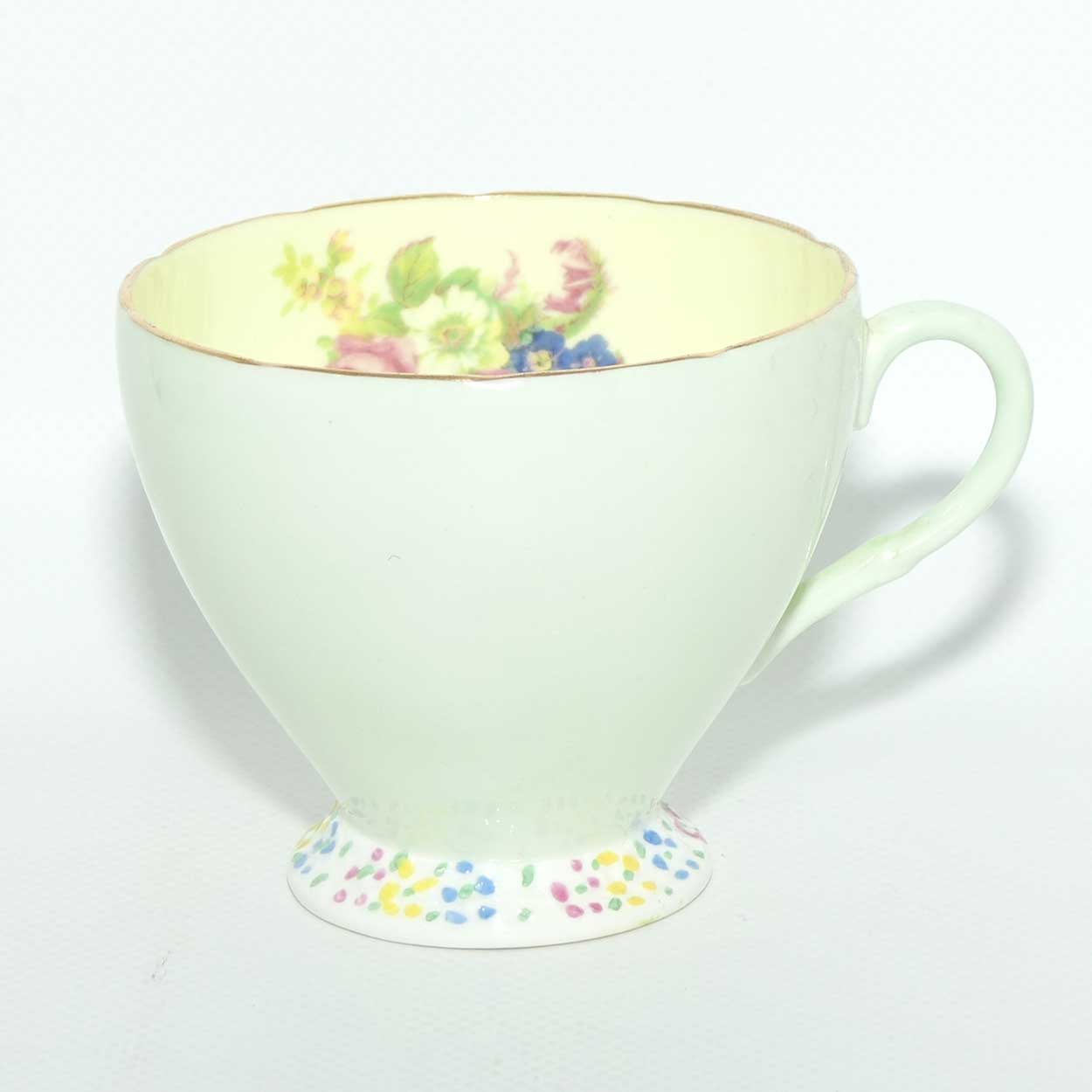 EB Foley Bone China Floral Spray trio | Light Green exterior | Yellow interior