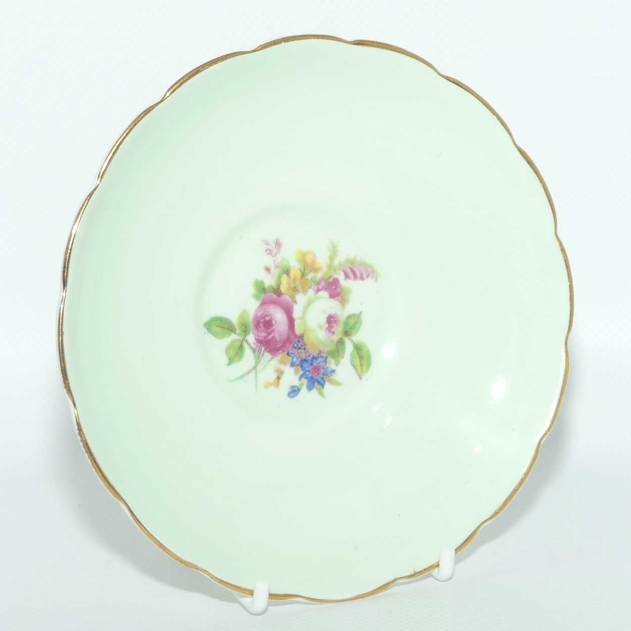 EB Foley Bone China Floral Spray trio | Light Green exterior | Yellow interior
