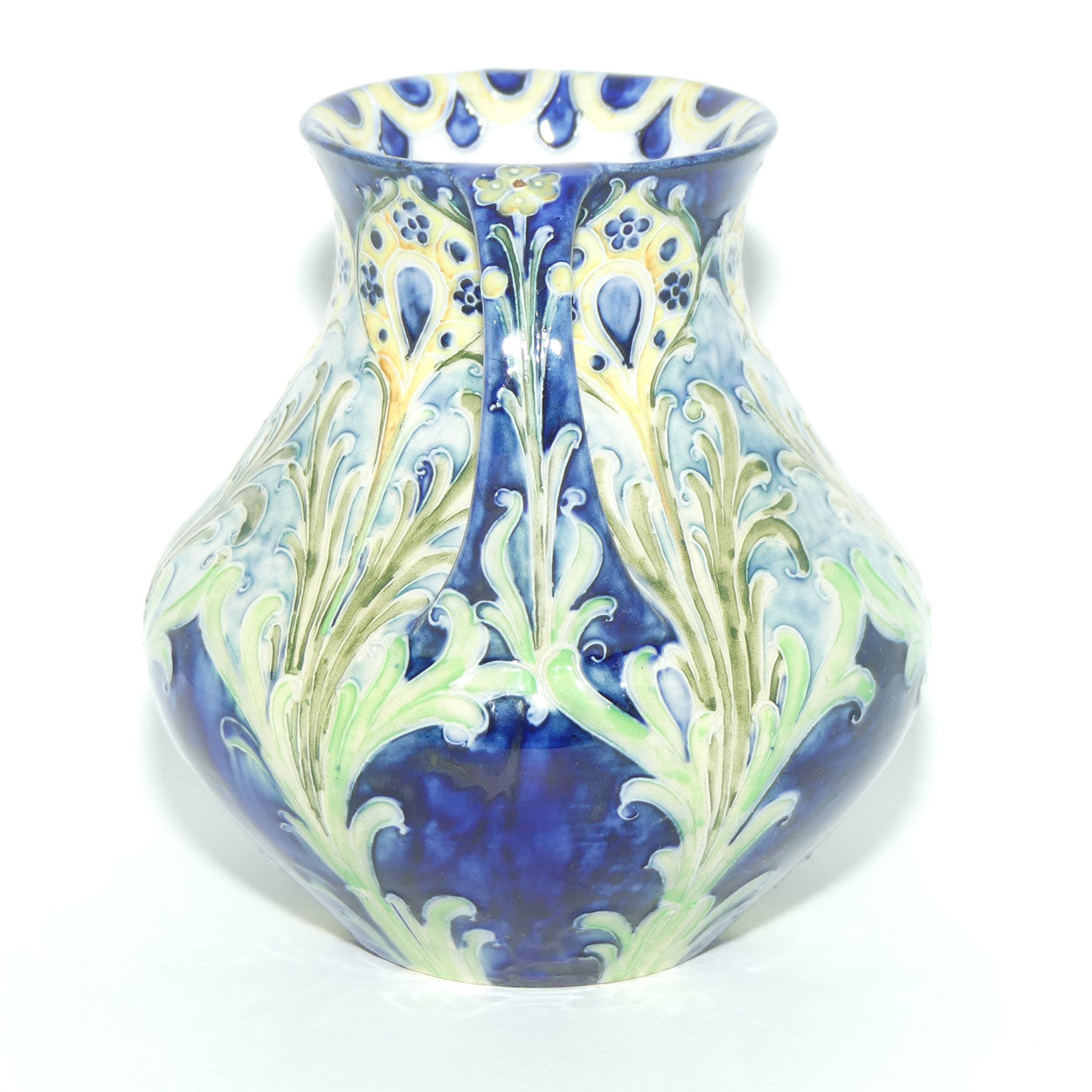 James MacIntyre & Co William Moorcroft Florian Feather and Daisy twin handle vase | M1695