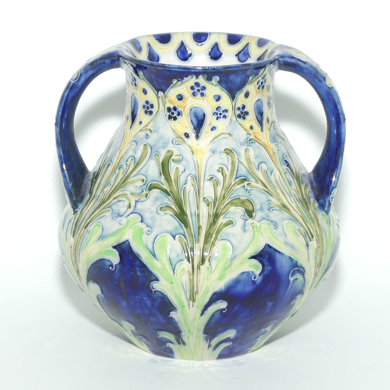 James MacIntyre & Co William Moorcroft Florian Feather and Daisy twin handle vase | M1695