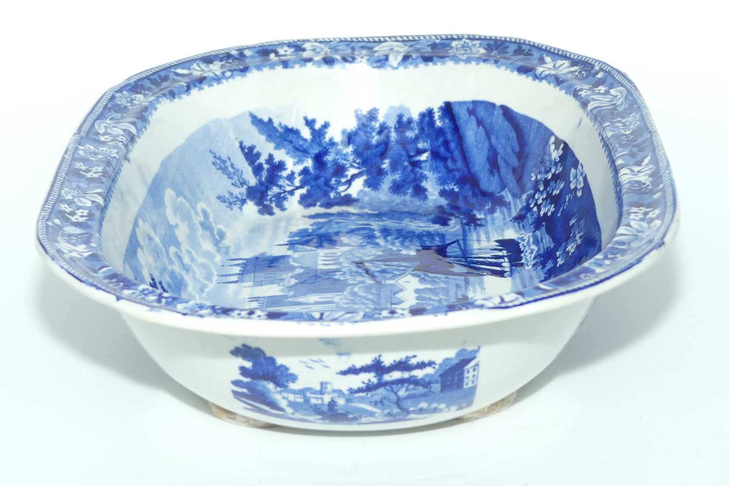 Victorian era Flow Blue oval vegetable bowl