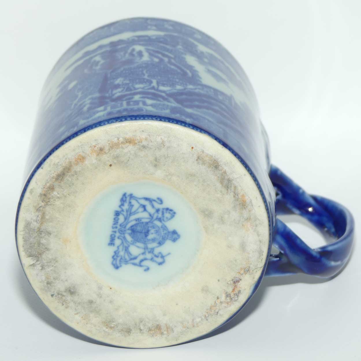 Victoria Ironstone | Antique style Flow Blue Willow pattern tankard | #2
