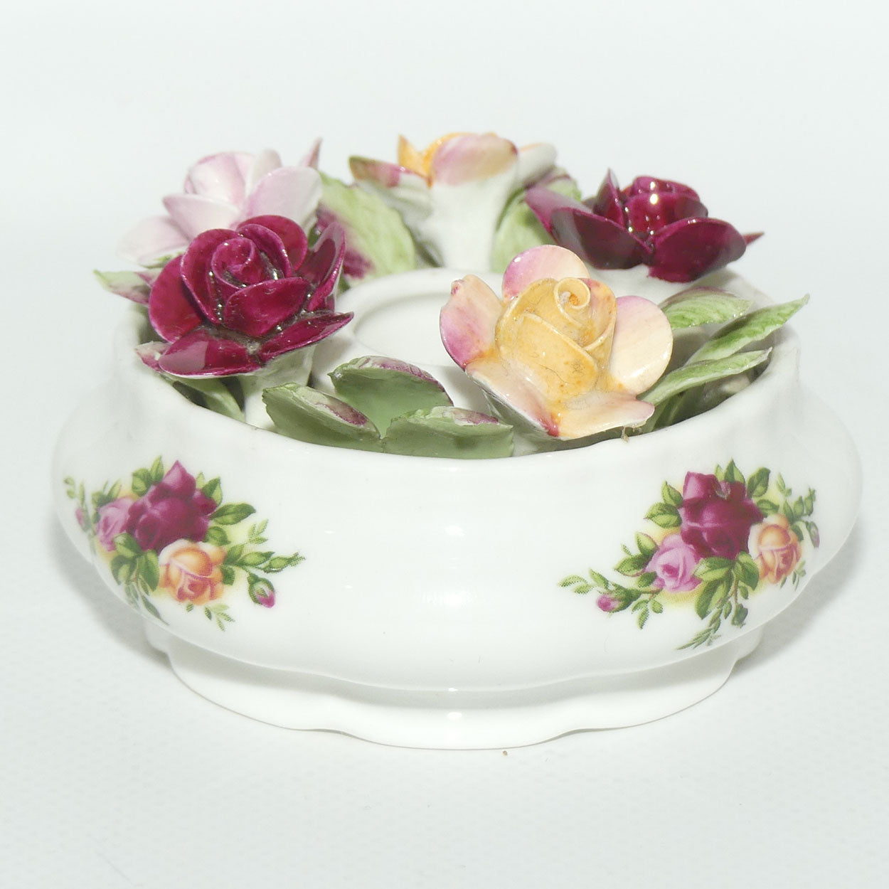 Royal Albert Old Country Roses | Floral Candle Holder | © 1962 Royal Albert Ltd backstamp