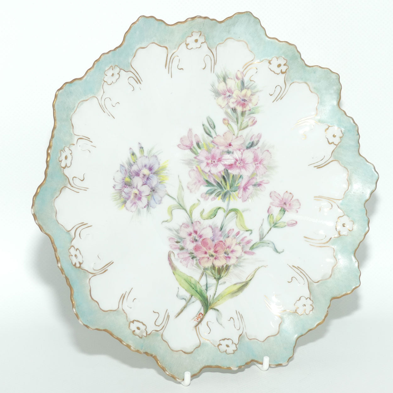 Early Australian China Painted frilled edge comport decorated with Small Flowers | by Ethel L Thomas 1909