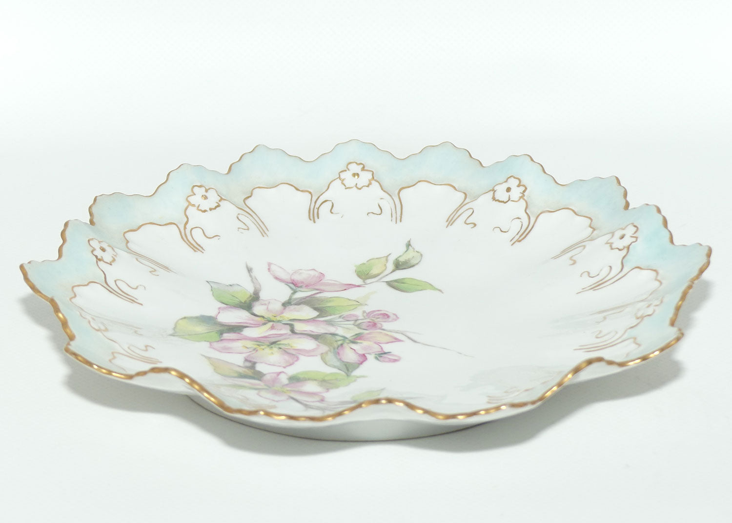 Early Australian China Painted frilled edge plate decorated with Azalea Flowers | #3 | by Ethel L Thomas 1908