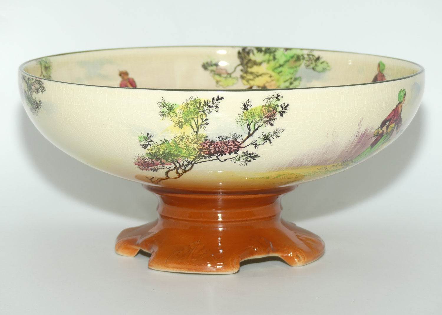 Royal Doulton Gleaners and Gypsies large quad footed comport D4983