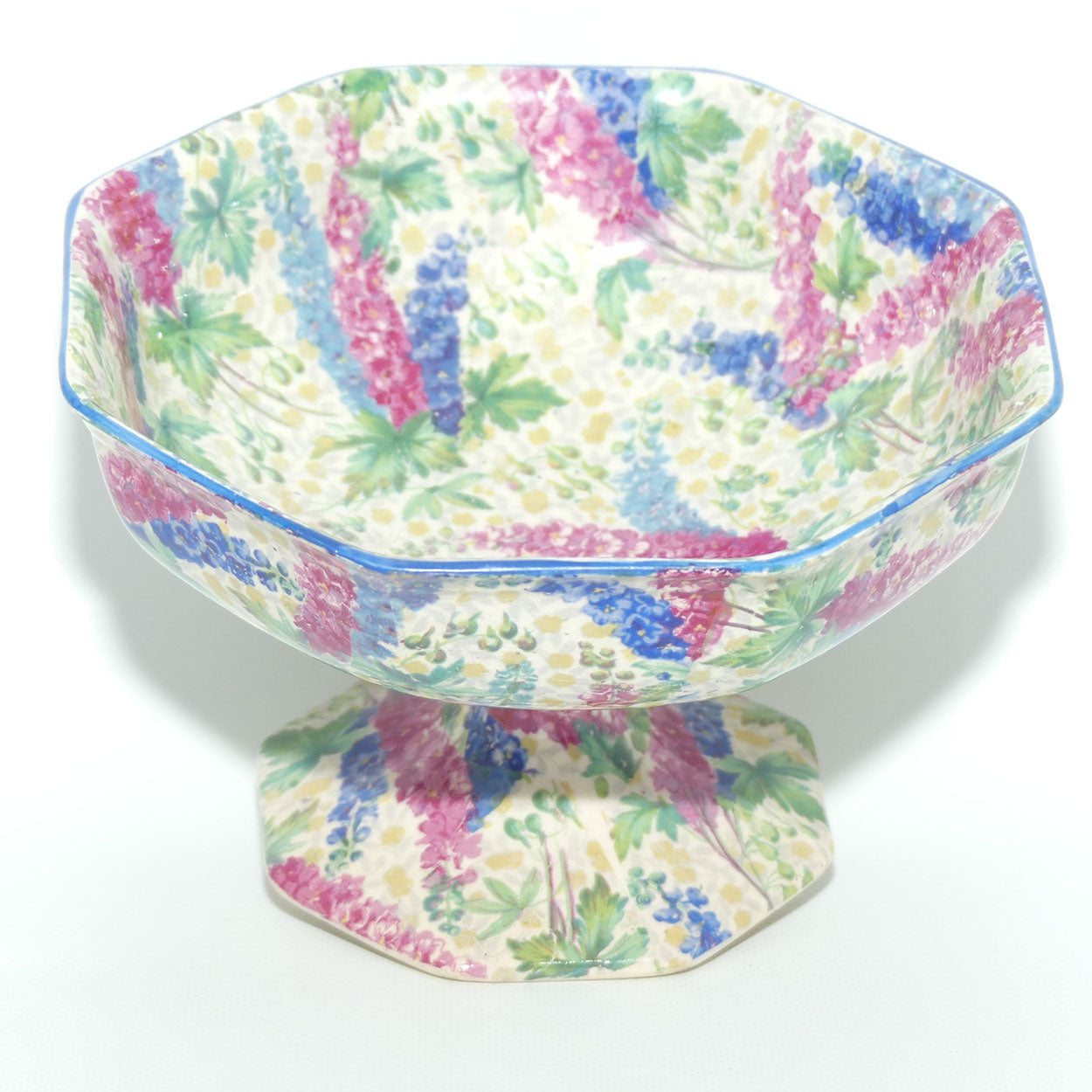 Royal Winton Chintz Delphinium pattern hexagonal comport