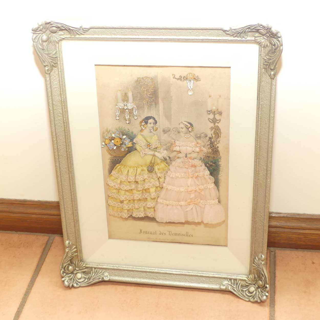 Journal des Demoiselles heavily embellished framed shadow box print | #1