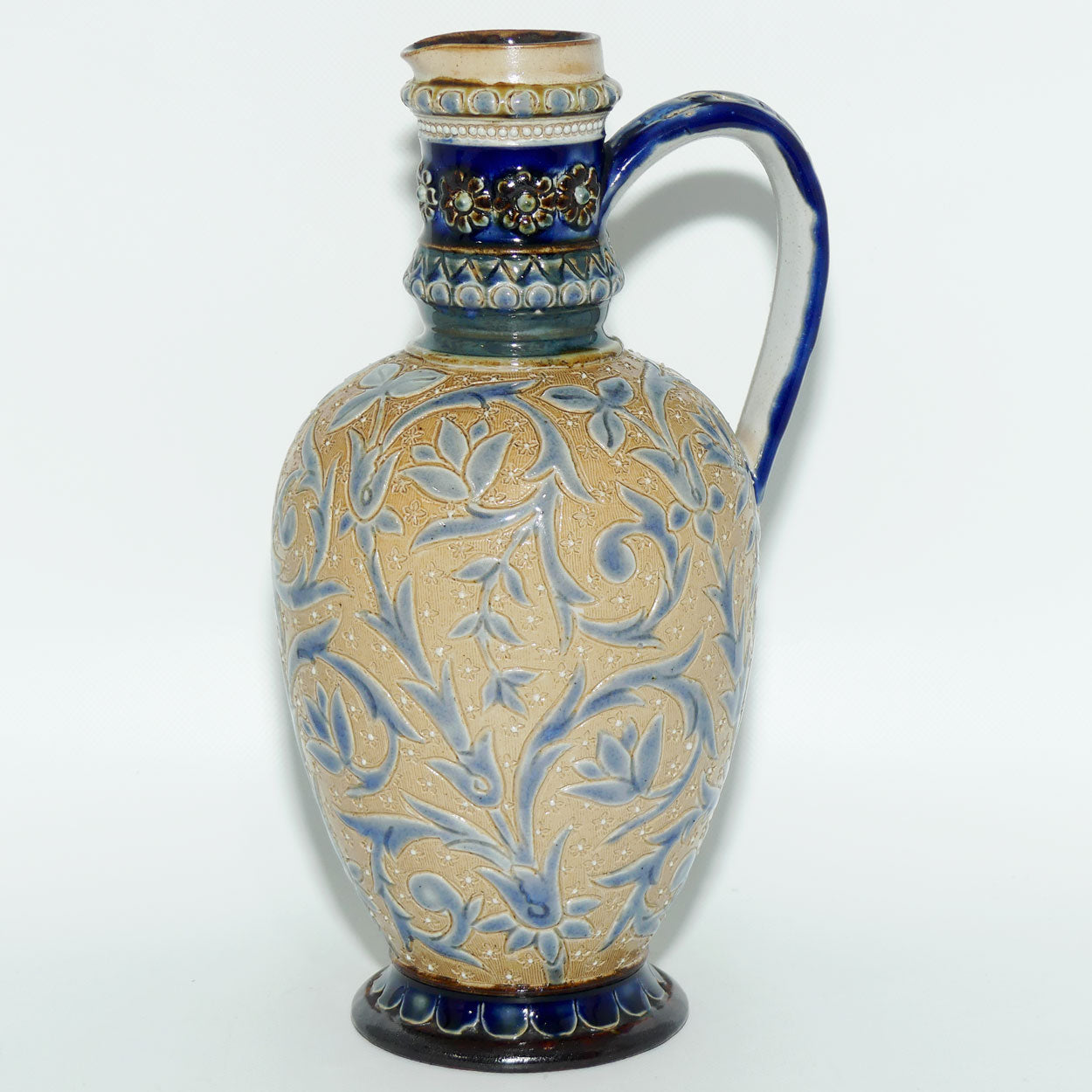 Doulton Lambeth Francis E Lee stoneware bulbous jug with incised foliage