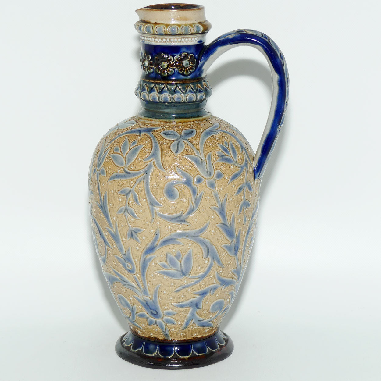 Doulton Lambeth Francis E Lee stoneware bulbous jug with incised foliage