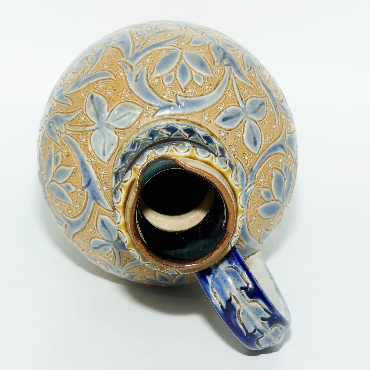 Doulton Lambeth Francis E Lee stoneware bulbous jug with incised foliage