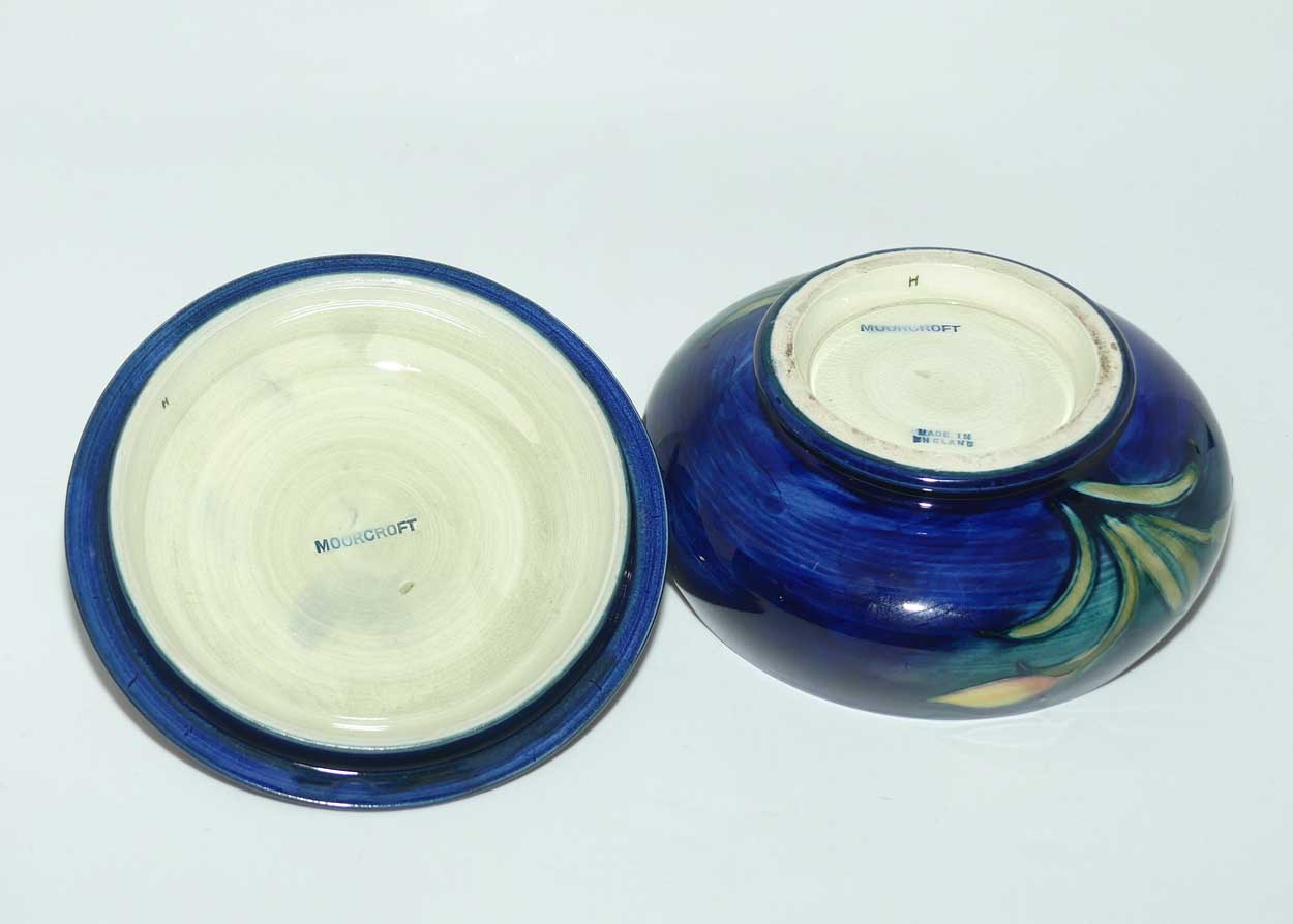 Walter Moorcroft Freesia (Blue) lidded powder bowl