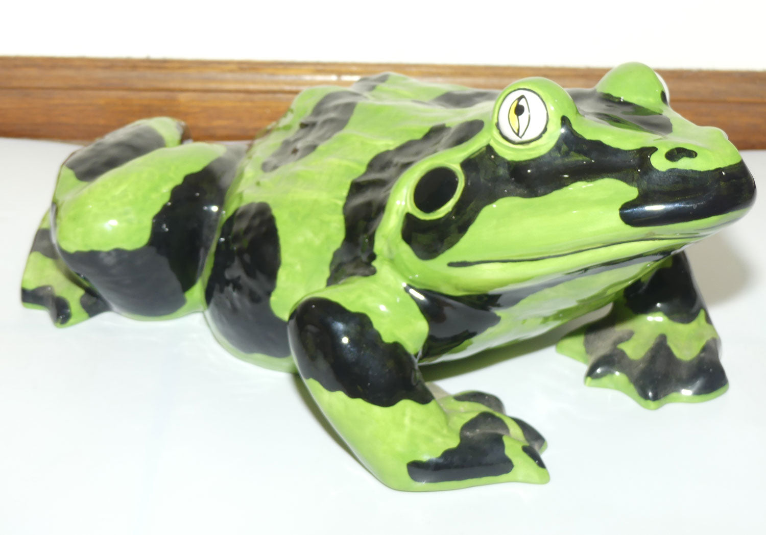 Frogman Art Ceramics large figure of a Black and Green Frog