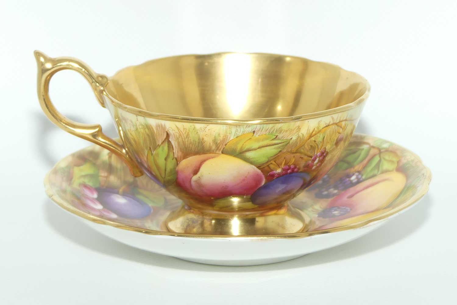 Aynsley Orchard Gold with gilt interior tea duo | signed Jones and Brunt