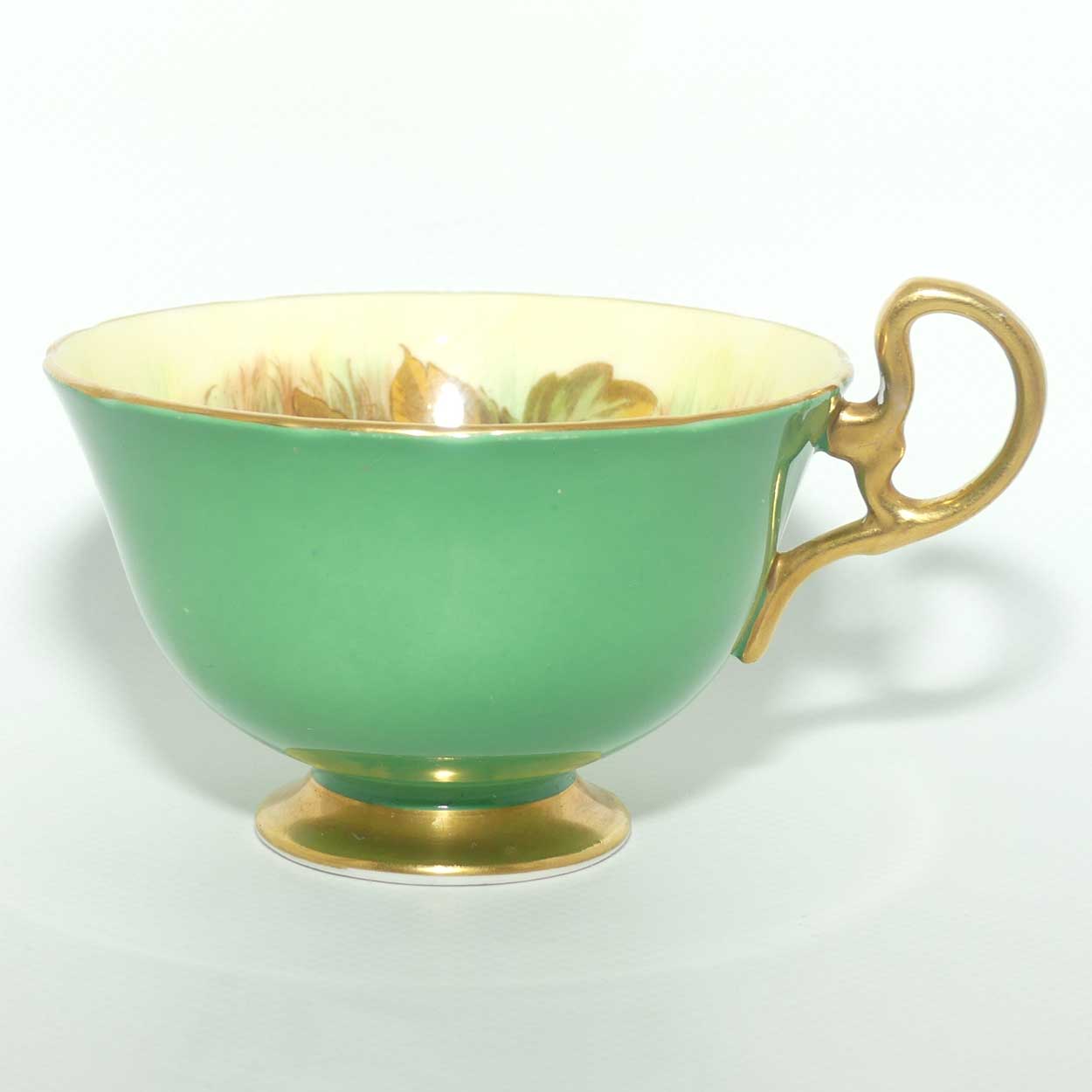 Aynsley Fruit trio by D Jones | Cup interior decorated | Green trim