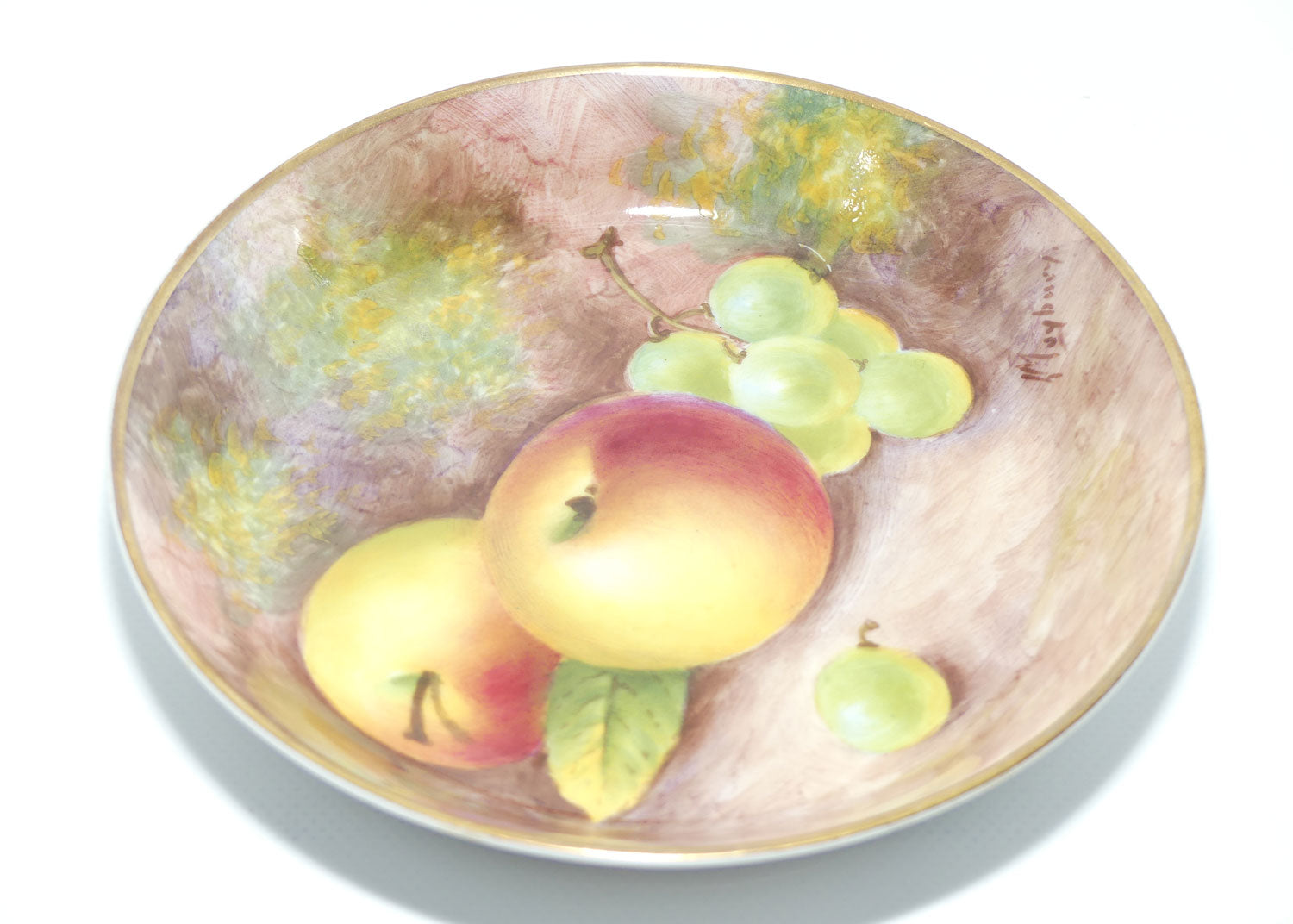 Royal Worcester hand painted fruit pin dish | L Maybury