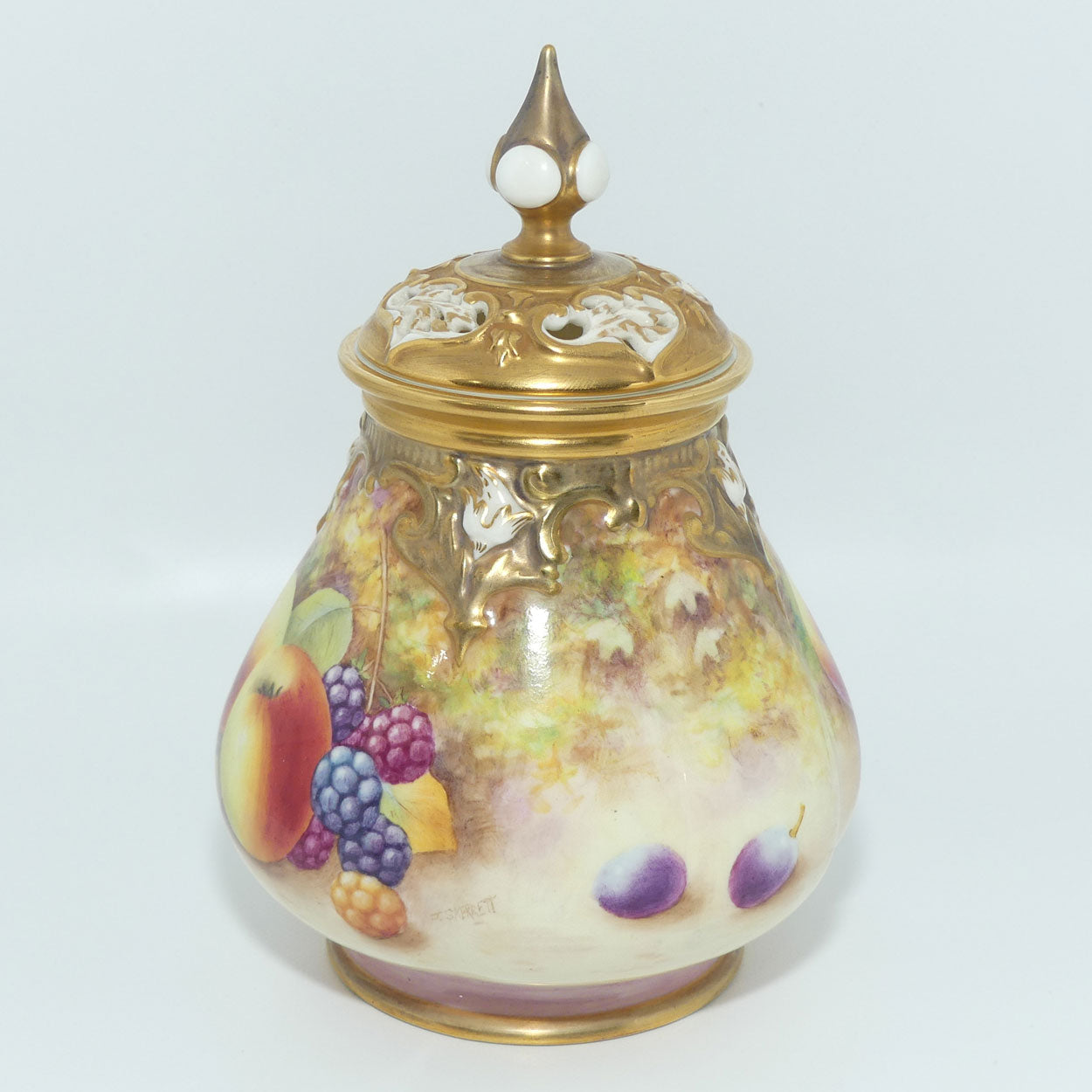 Royal Worcester hand painted fruit potpourri | 291 Shape | J Skerrett