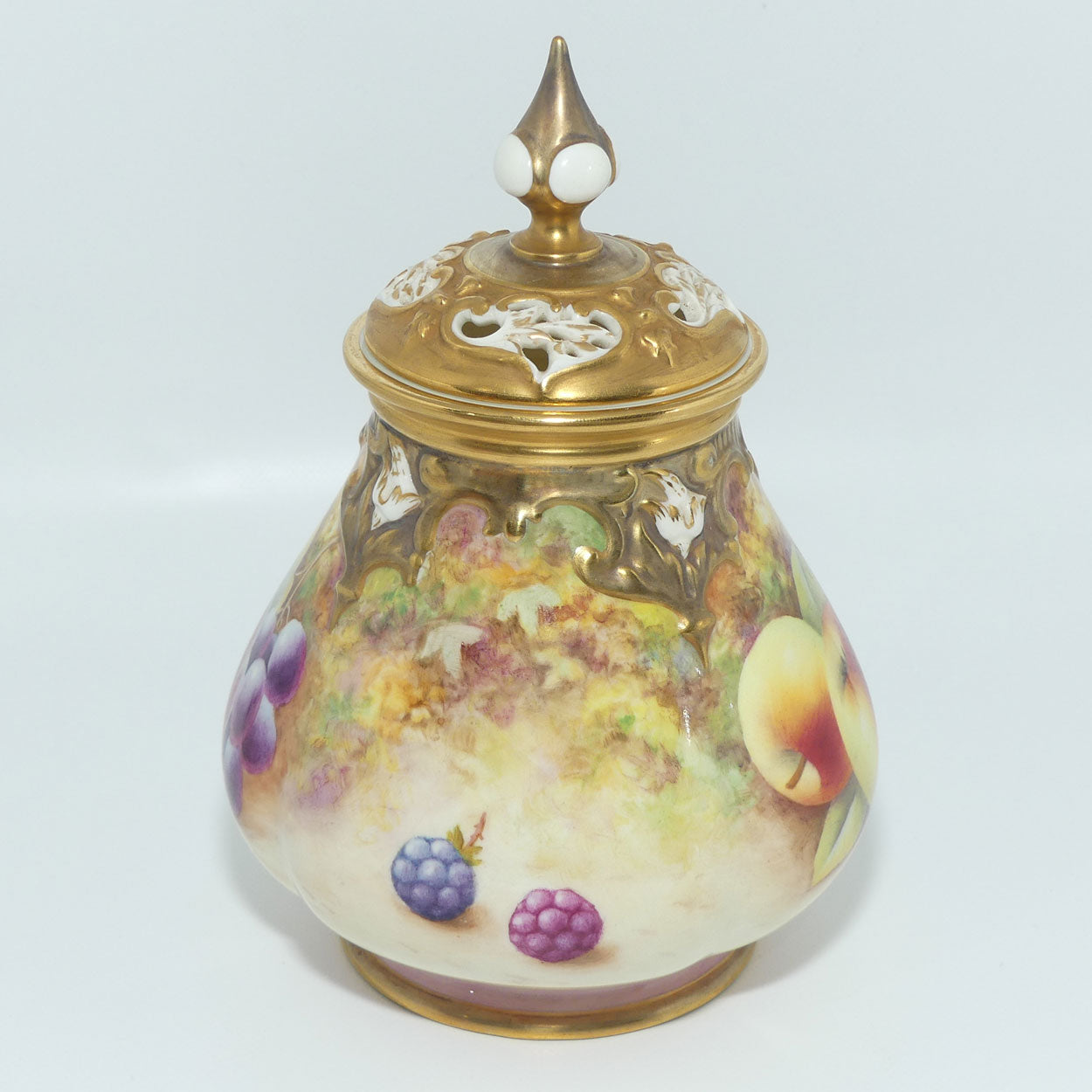 Royal Worcester hand painted fruit potpourri | 291 Shape | J Skerrett