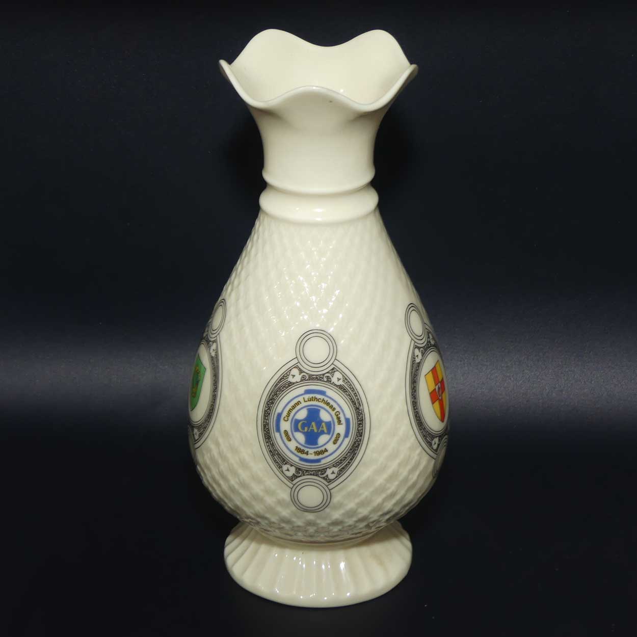 Belleek Gaelic Athletic Association 100 Year commemorative vase | Brown Mark