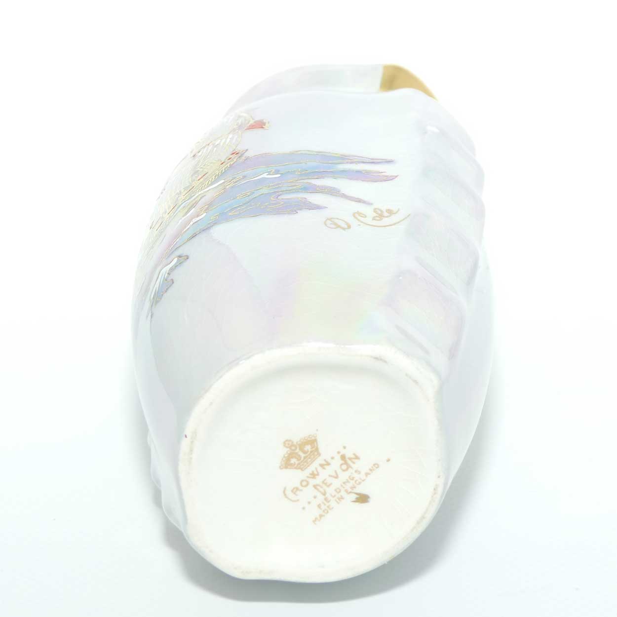 Crown Devon Fieldings Lustre Grey Galleon design vase | signed D Cole | 15.5cms